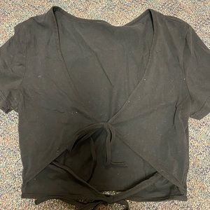 double front tie cropped tee